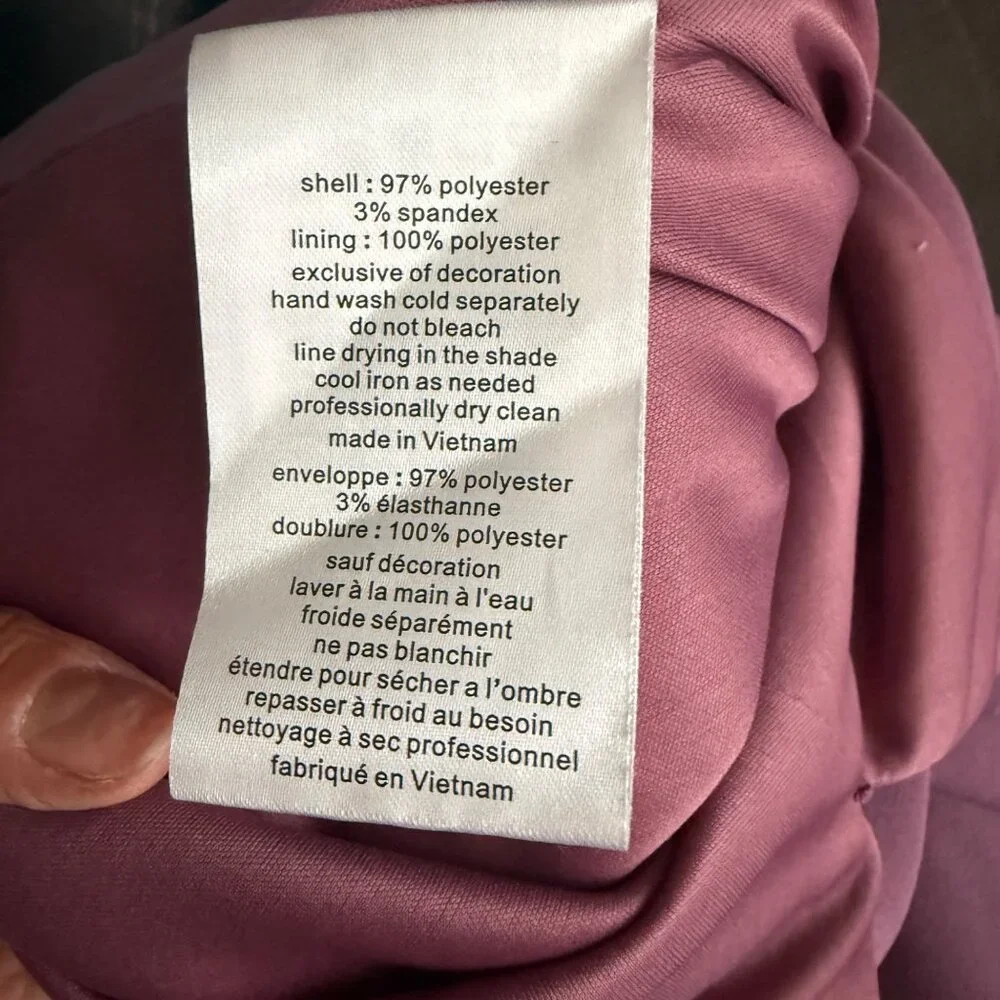 Oleg Cassini Mauve Sheath Dress Size 6 With Ruched Wrap Design & 3/4 Sleeves - Picture 6 of 6